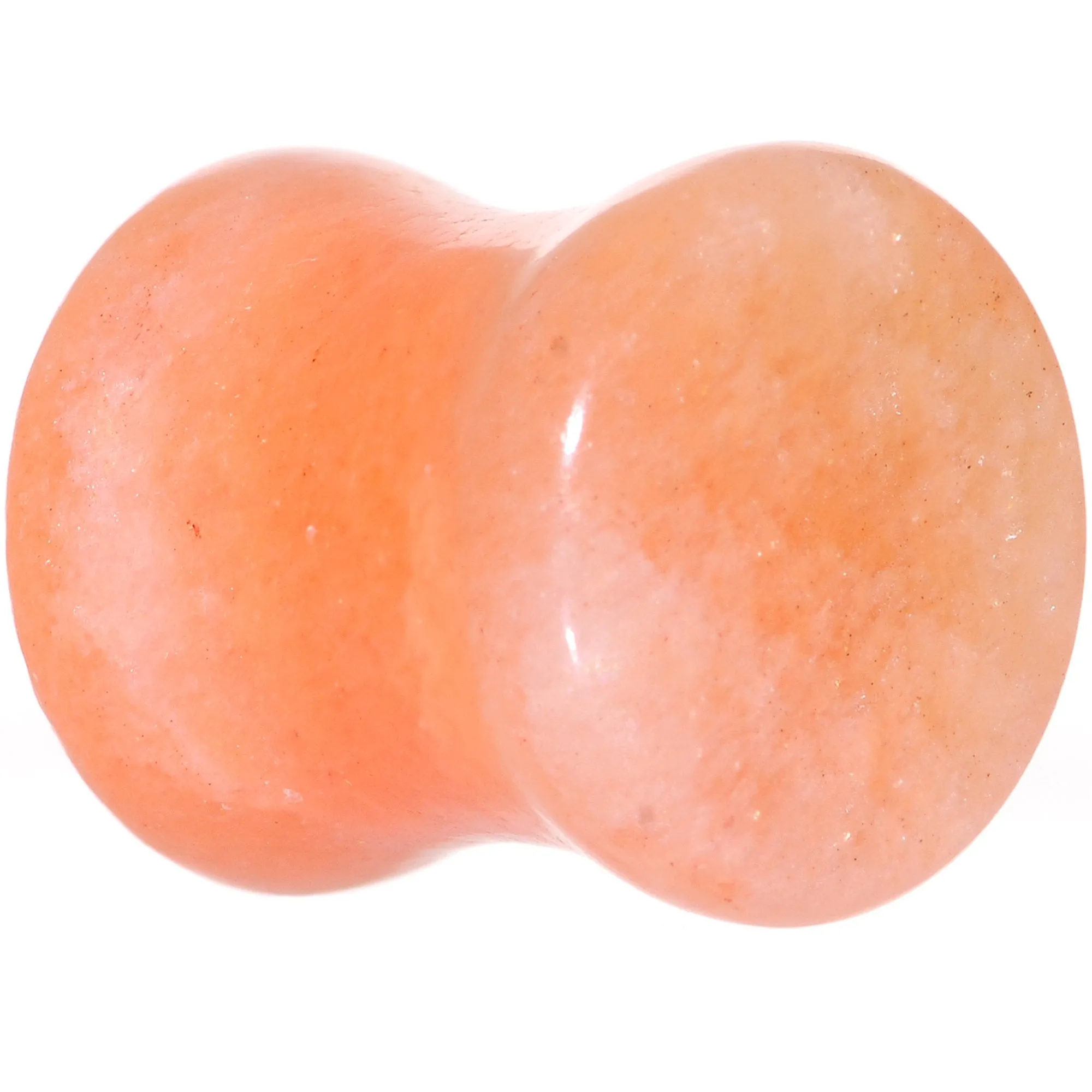 00 Gauge Peach Jade Semi Precious Stone Saddle Plug Set