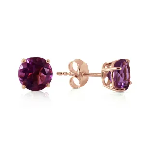 0.95 Carat 14K Solid Rose Gold Petite Amethyst Stud Earrings