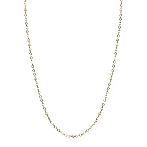 10K Gold Open Link  Beaded Chain with Pearl