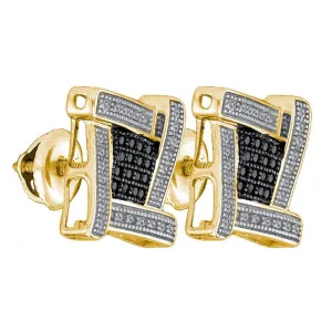 1/3cttw Diamond Mens Stud Square Earrings 925 Sterling Silver Yellow tone