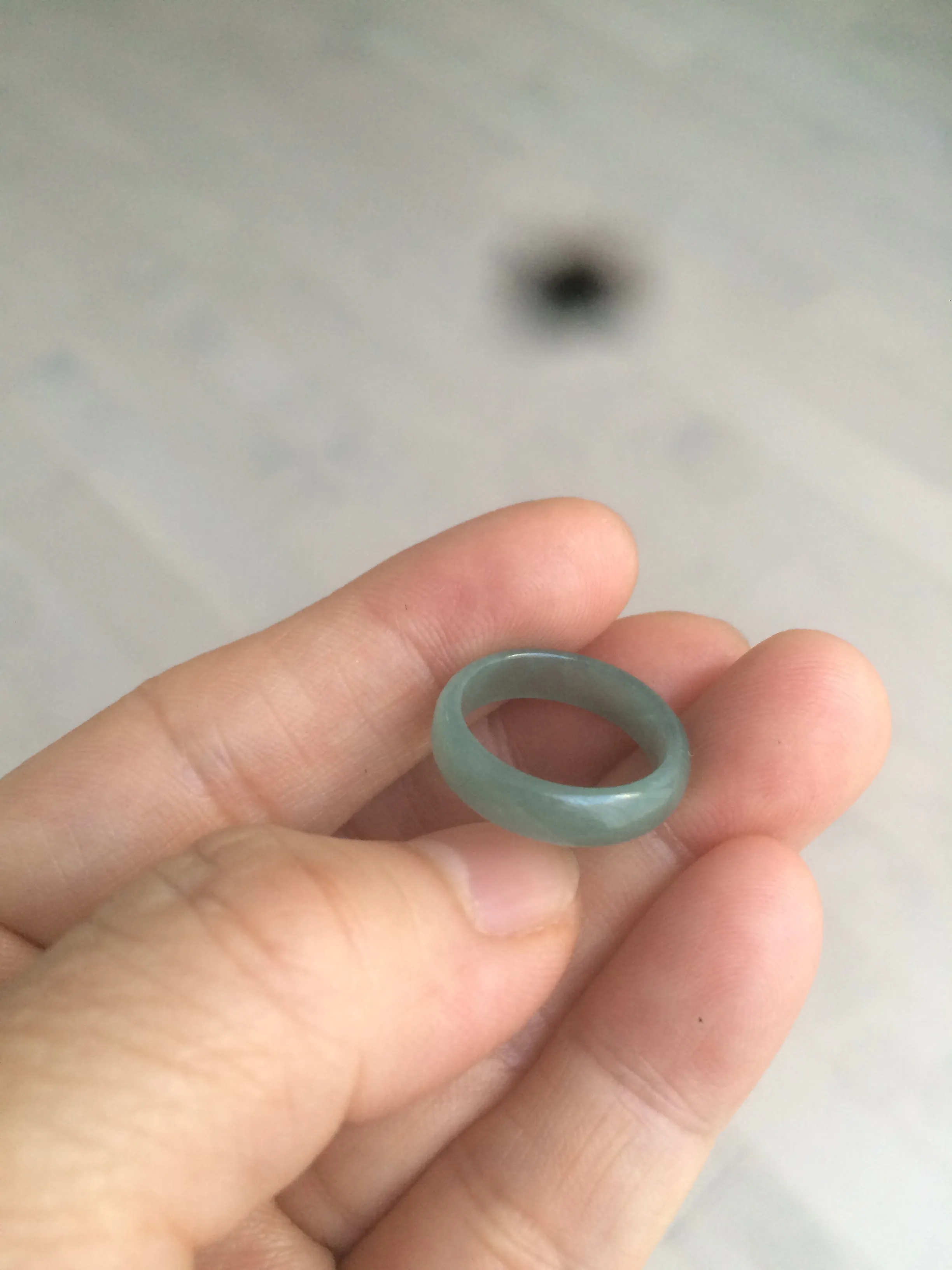 14.7mm/size 3 3/4 100% natural type A icy watery green/blue/gray Guatemala jadeite jade band ring group AF50