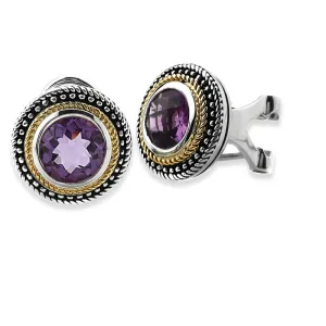 14K And 925 Sterling Silver Earrings With Amethyst (141E114809AM)