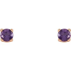 14K Rose 2.5 mm Natural Amethyst Stud Earrings