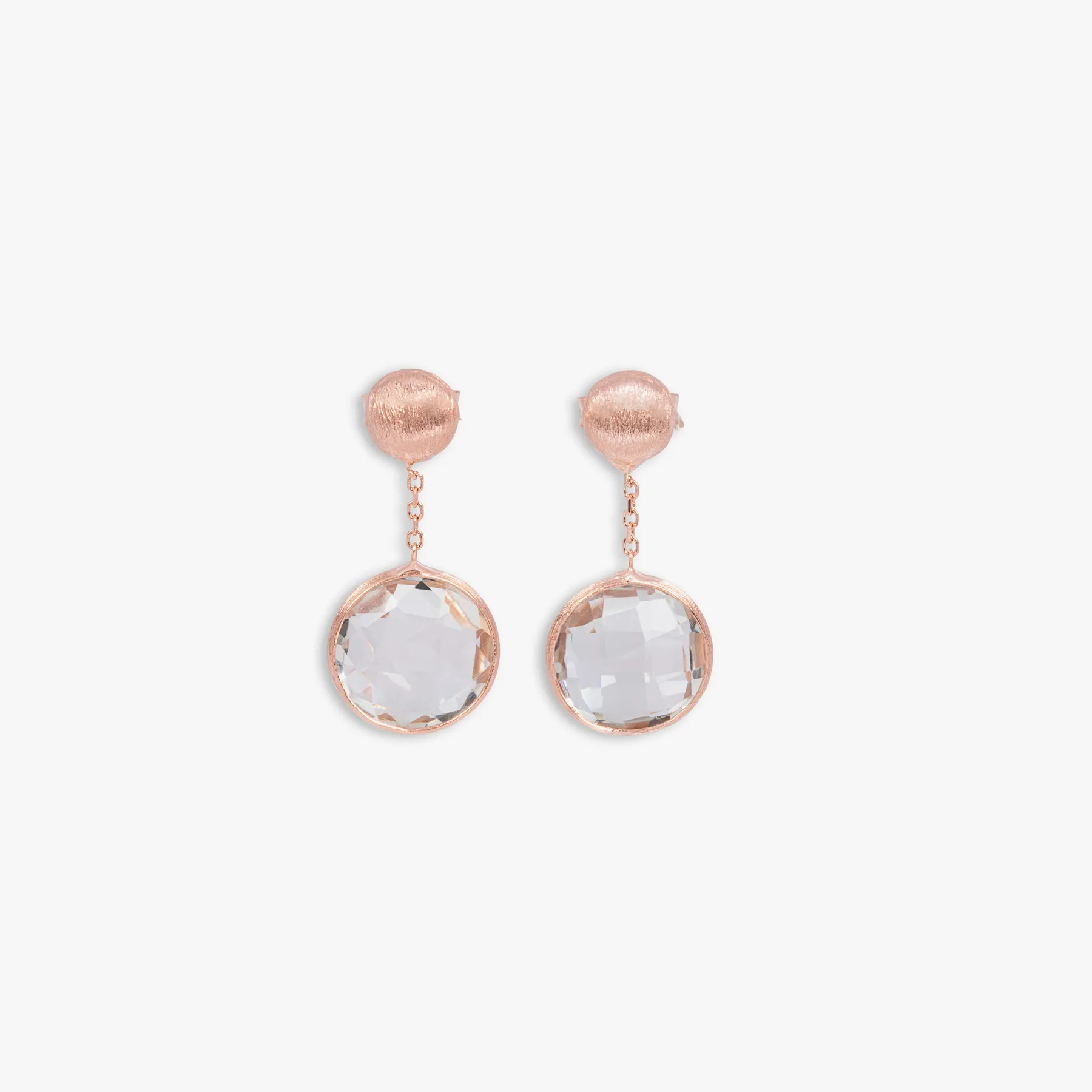 14K satin rose gold  Kensington drop earrings with prasiolite