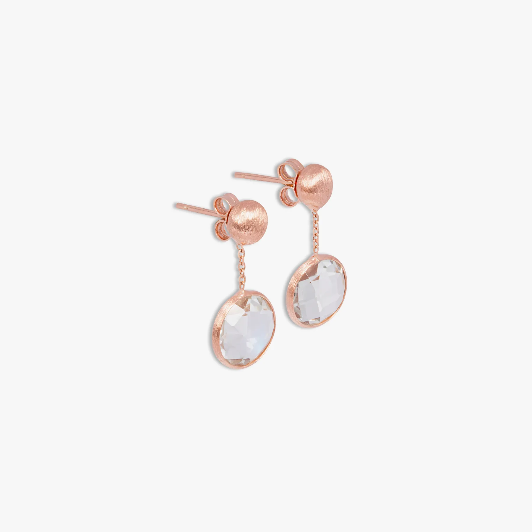 14K satin rose gold  Kensington drop earrings with prasiolite