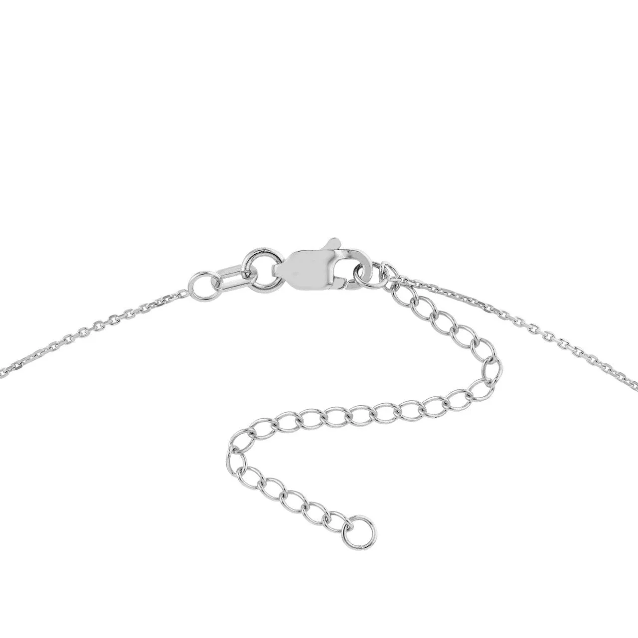 14K White Gold Beaded Mini Cross Pendant Necklace