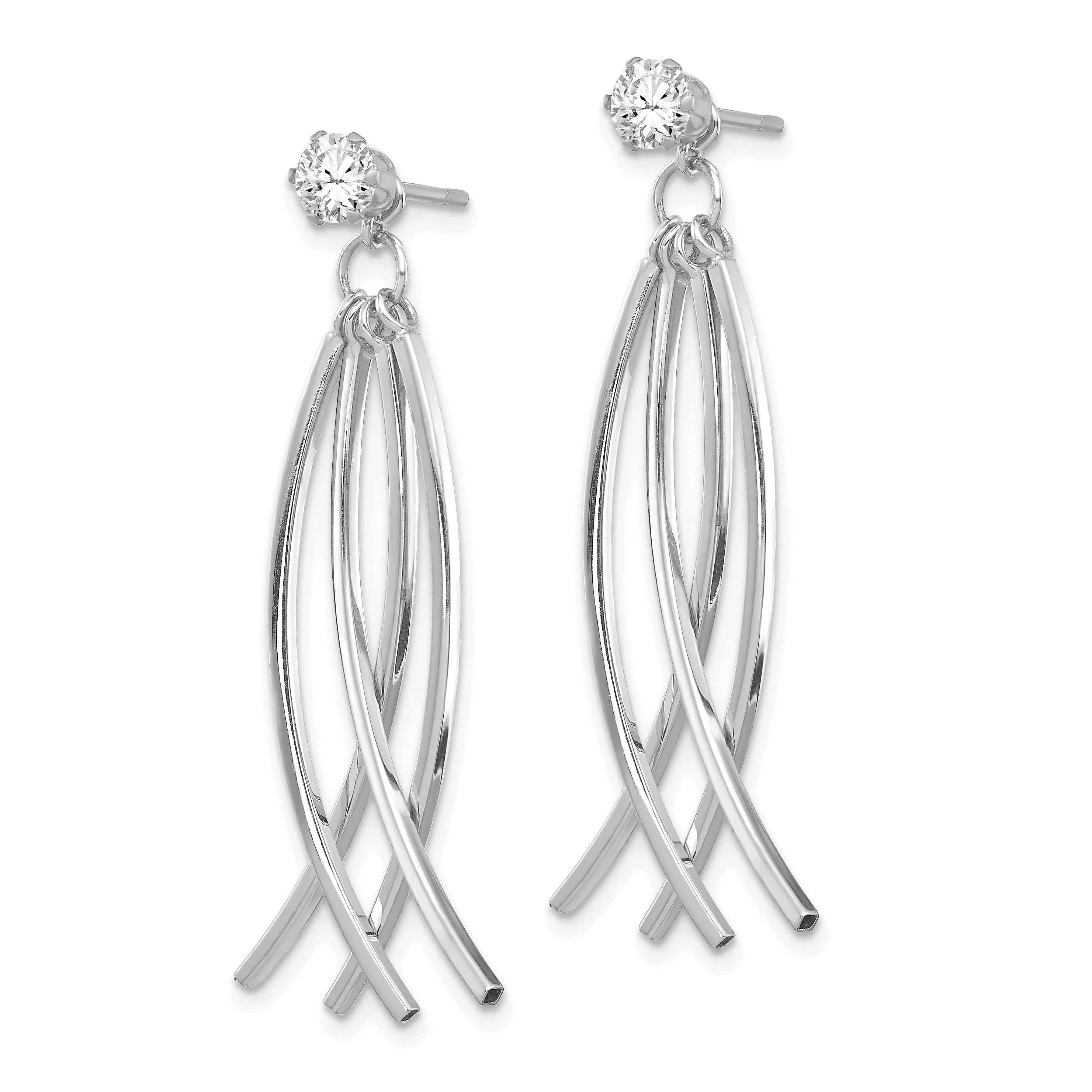 14k White Gold Curved Dangles Stud Earring Jackets