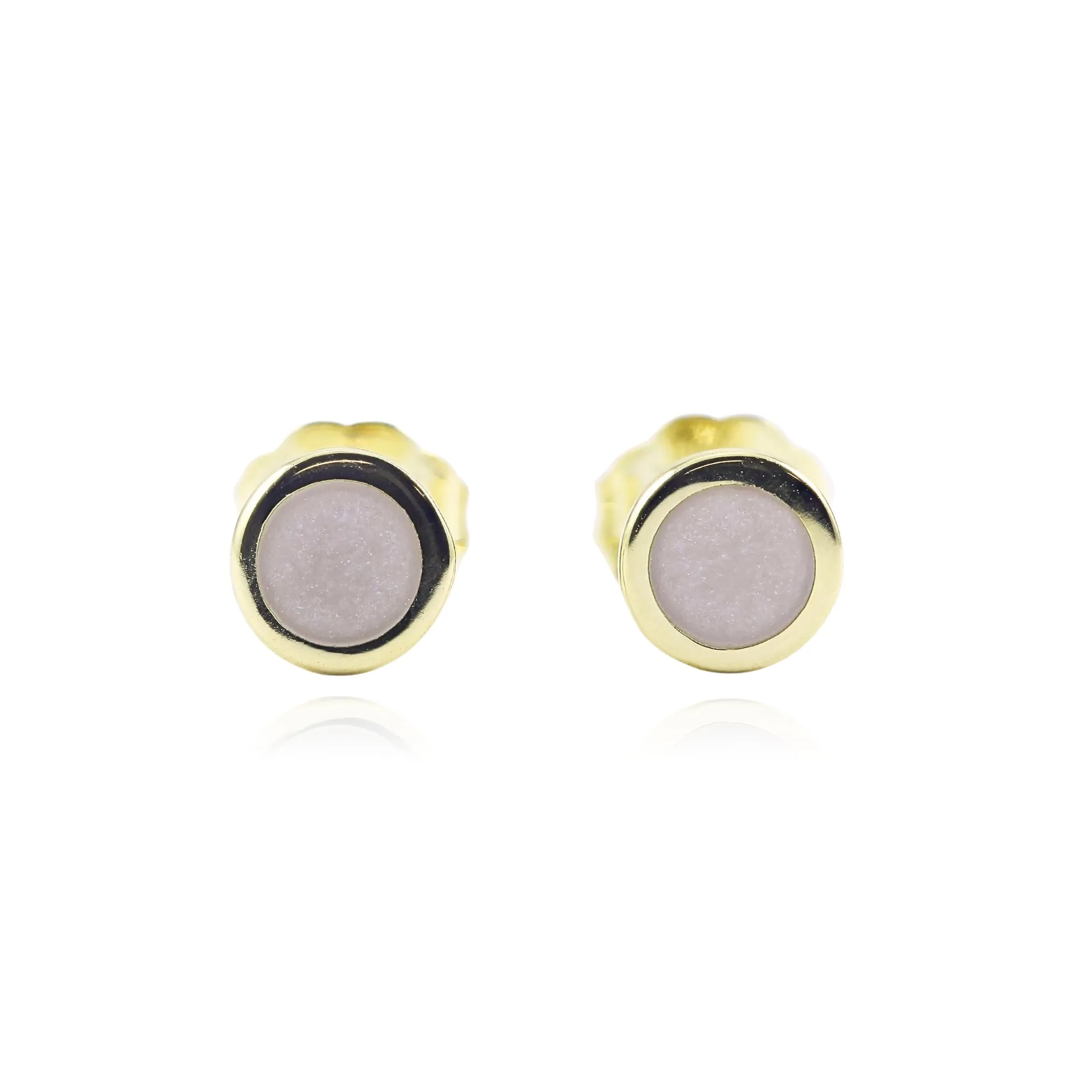 14K YELLOW GOLD MOTHER-OF-PEARL DISC STUD EARRINGS