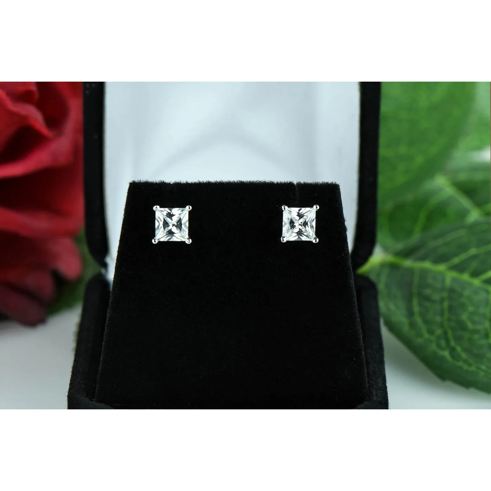 1.5 ctw Princess Cut Earrings