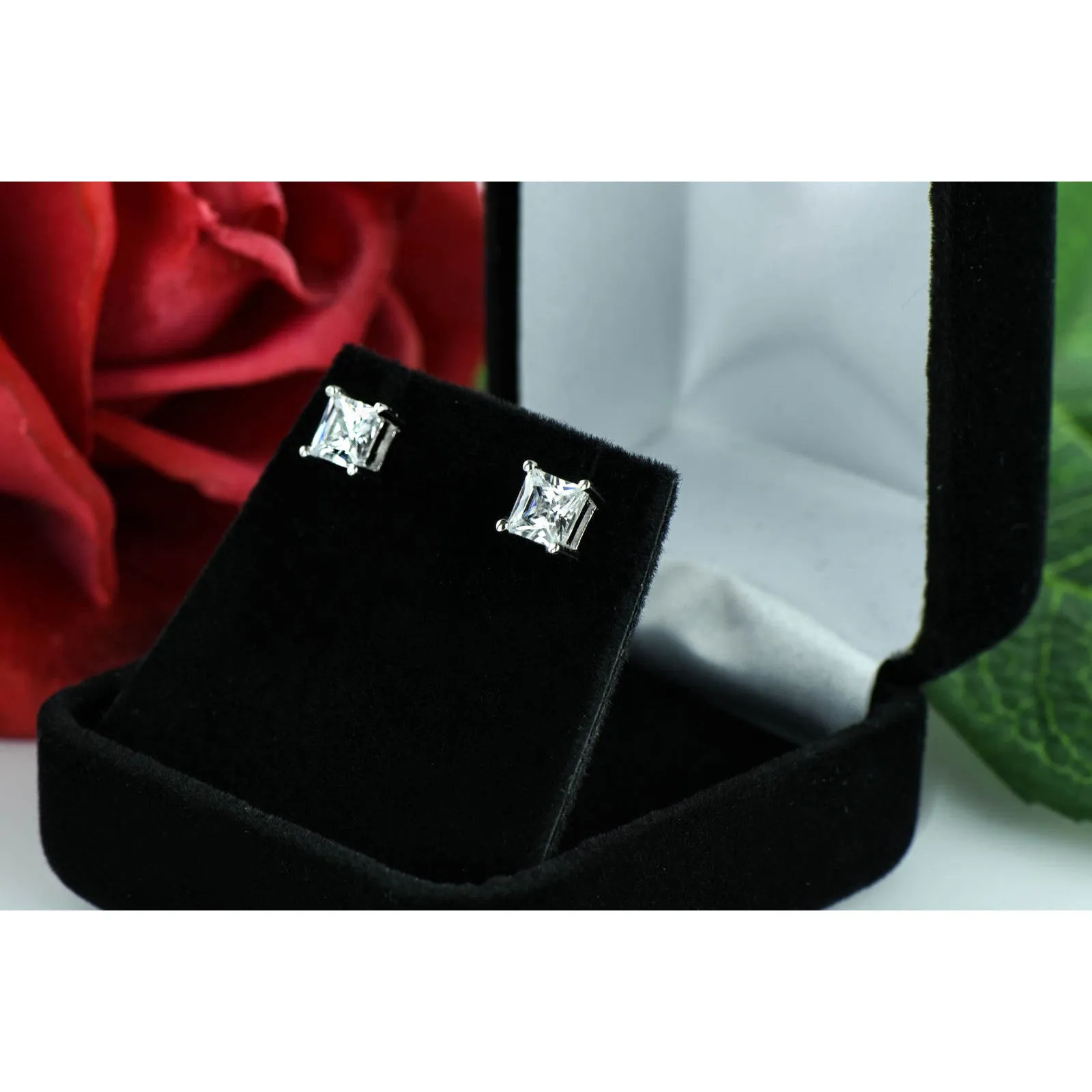 1.5 ctw Princess Cut Earrings