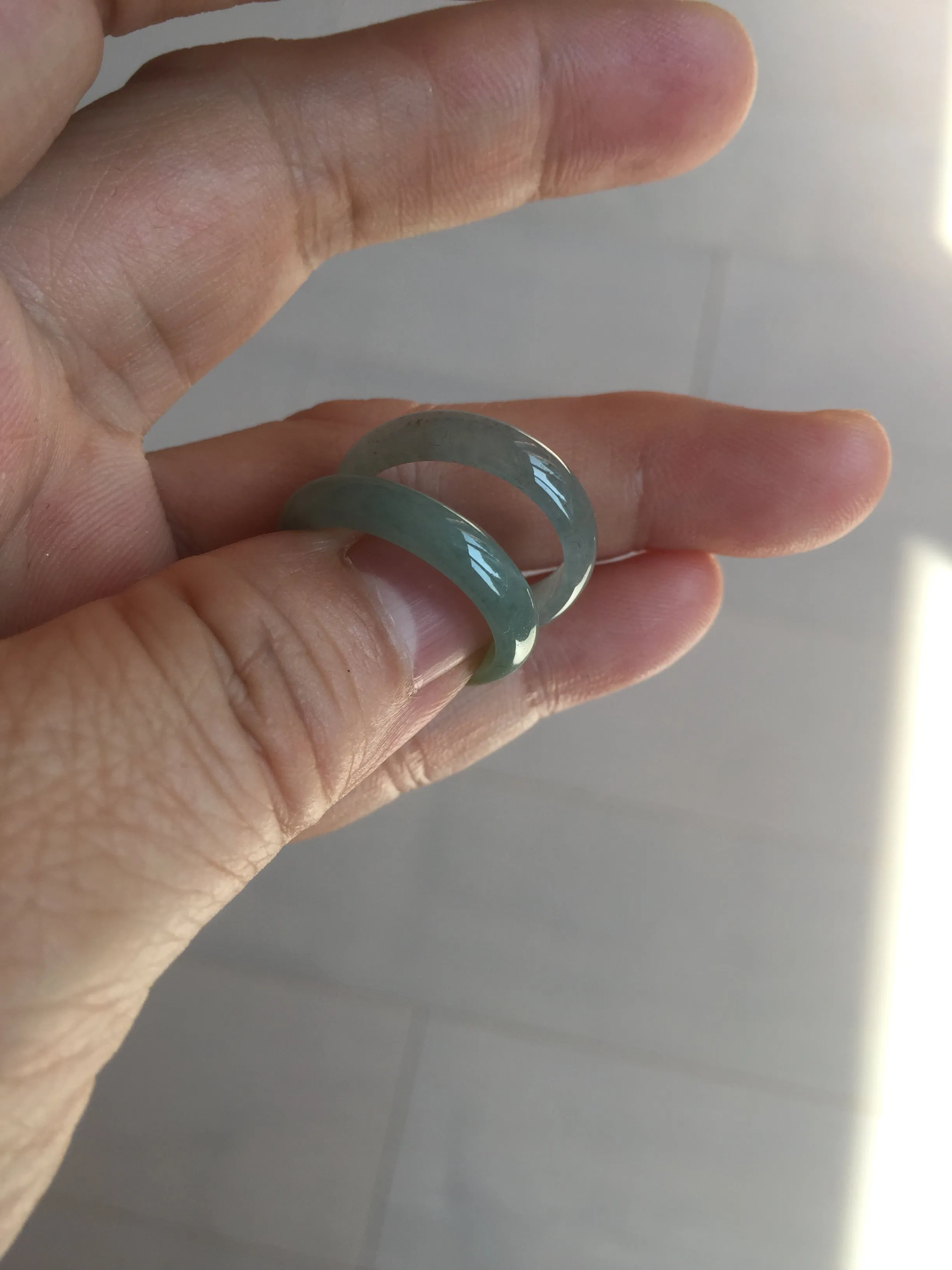 16.5mm size 6 100% natural type A icy watery green/blue icy watery Guatemala jadeite jade band ring group BP83