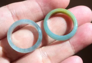 16.5mm size 6 100% natural type A icy watery green/blue icy watery Guatemala jadeite jade band ring group BP83