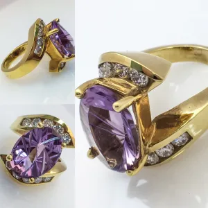 18K Yellow Gold Fashion Ring With Amethyst Center Stone