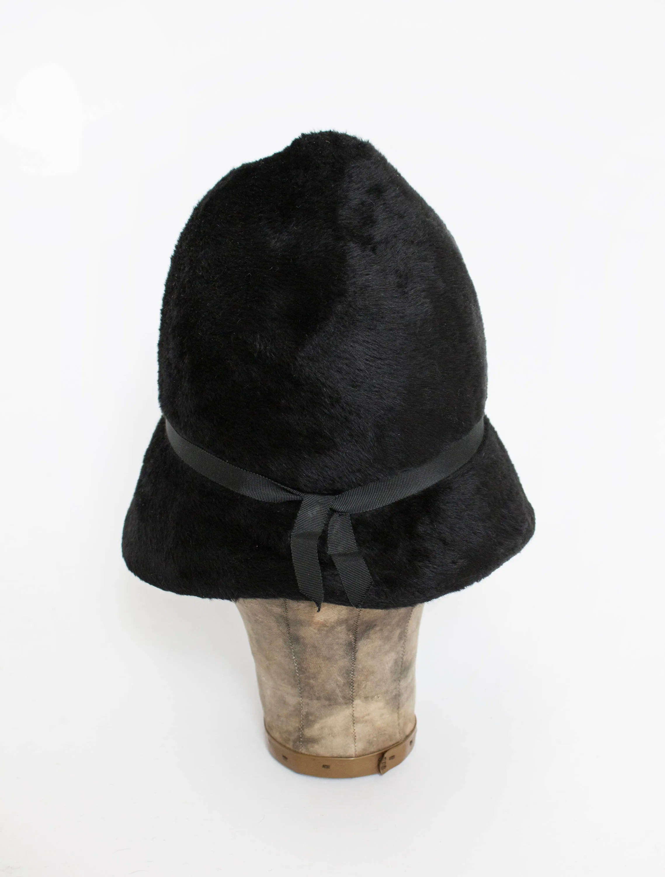 1960s Hat Black Beaver Felted Gold Mod