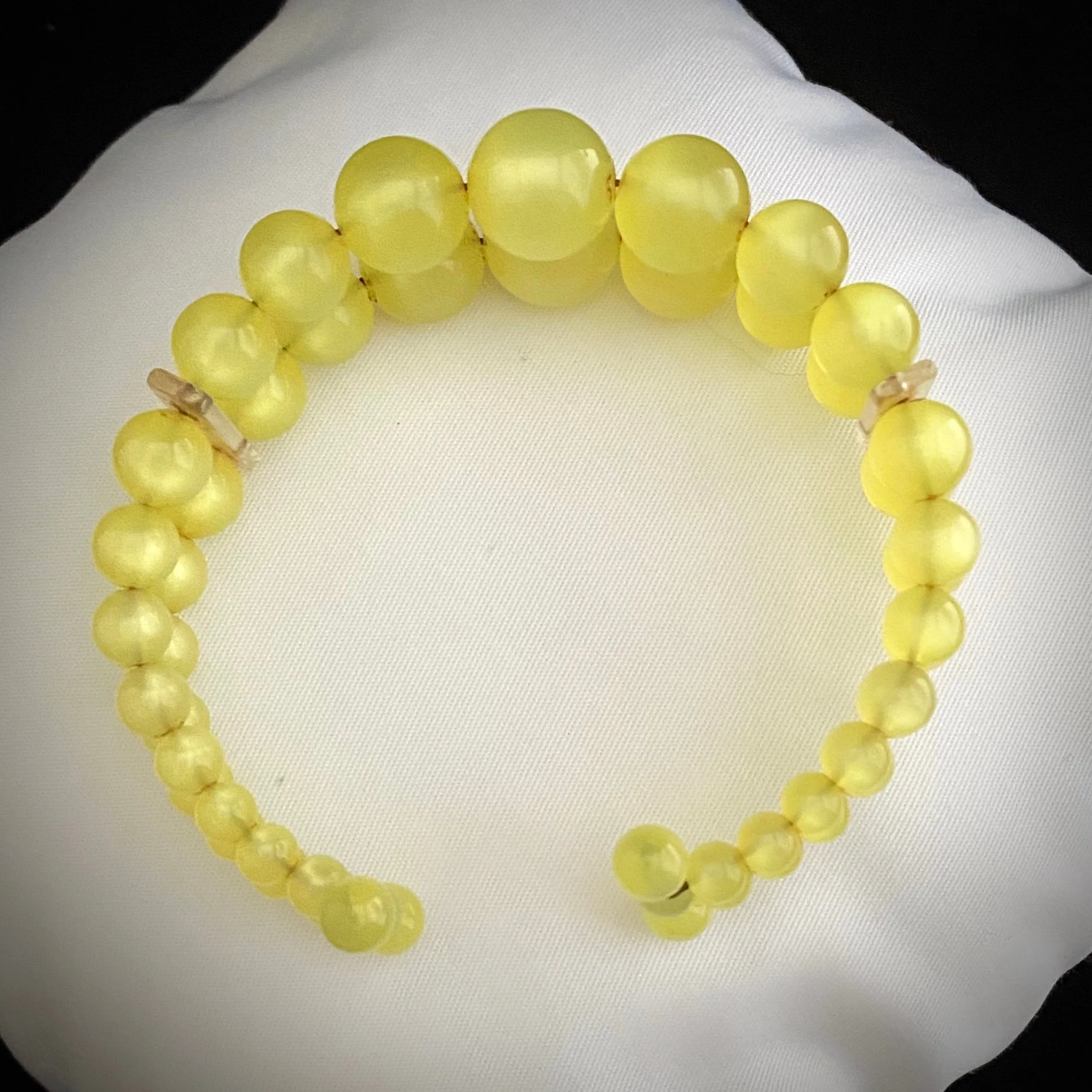 1960s Yellow Bead Coiled Cuff Bracelet