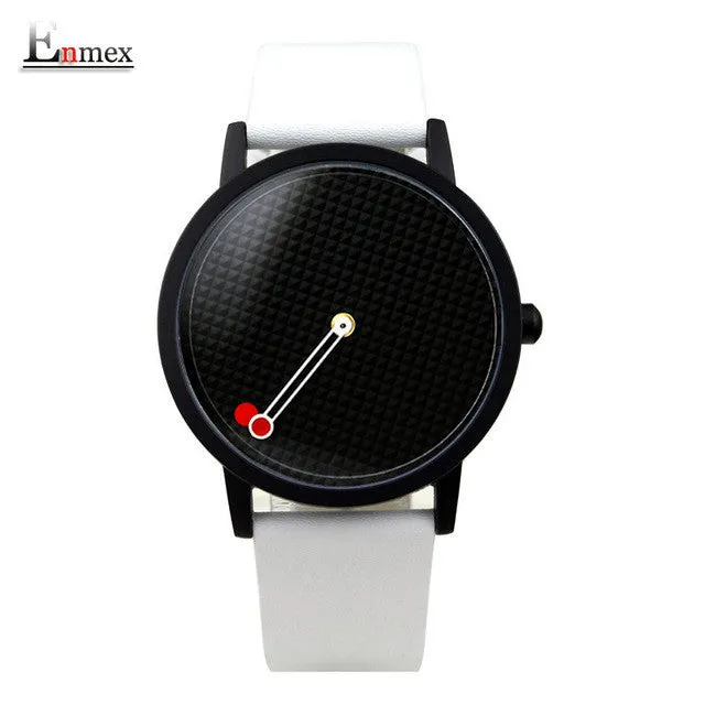 2017 men gift Enmex brief design removable strap geometric designs Floating pointer 3D dail with  young fashion quartz watches