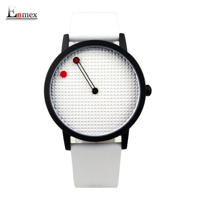 2017 men gift Enmex brief design removable strap geometric designs Floating pointer 3D dail with  young fashion quartz watches