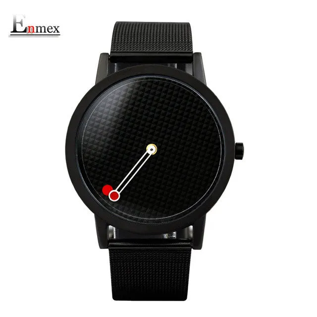 2017 men gift Enmex brief design removable strap geometric designs Floating pointer 3D dail with  young fashion quartz watches