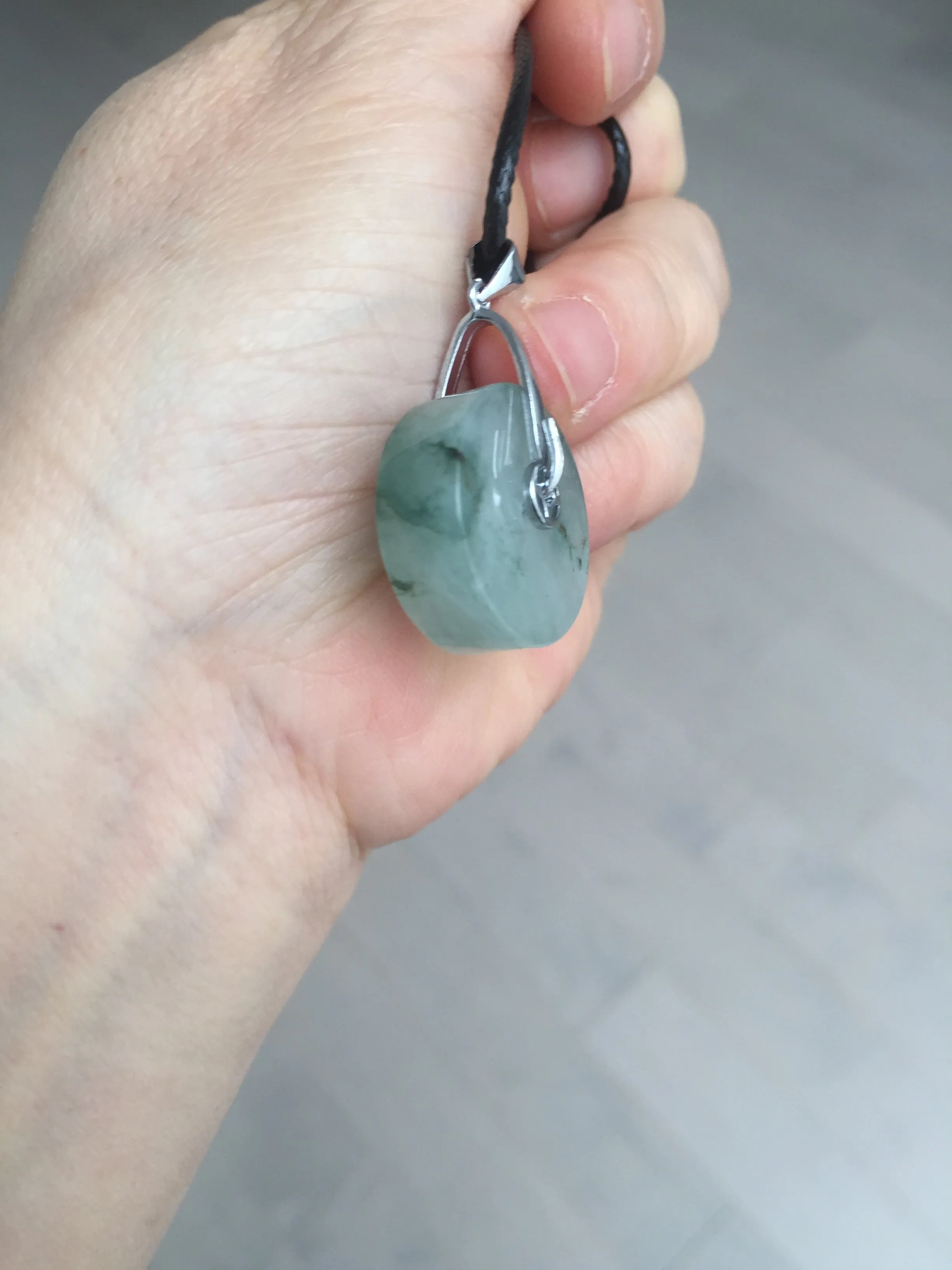 20mm 100% Natural icy watery light green clear jadeite Jade Safety Guardian Button (donut) Pendant BK106