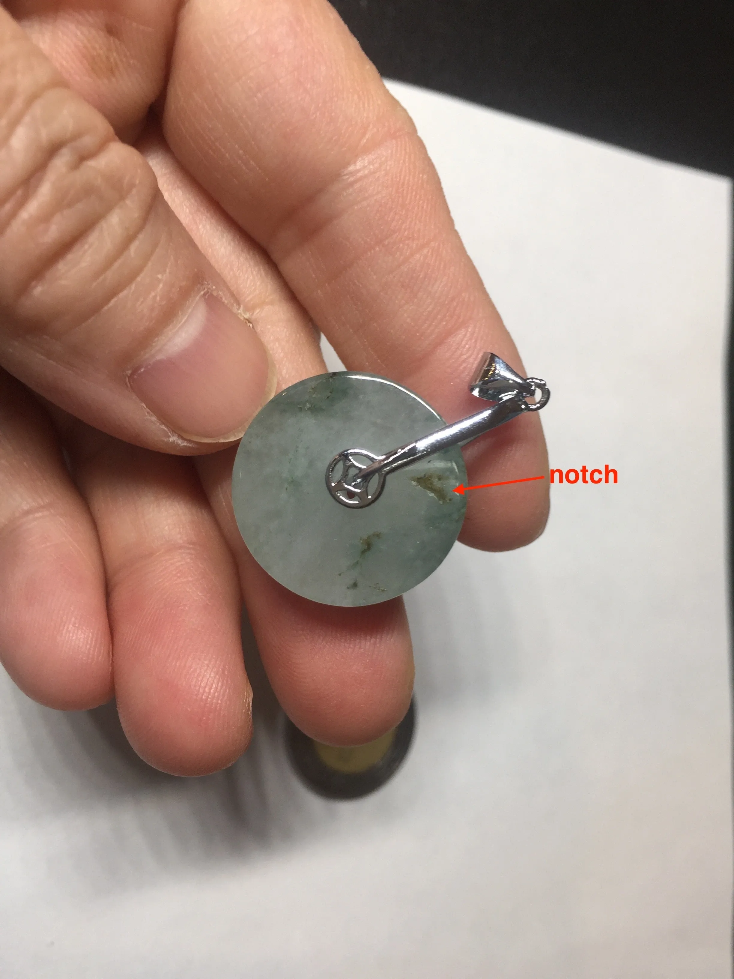 20mm 100% Natural icy watery light green clear jadeite Jade Safety Guardian Button (donut) Pendant BK106