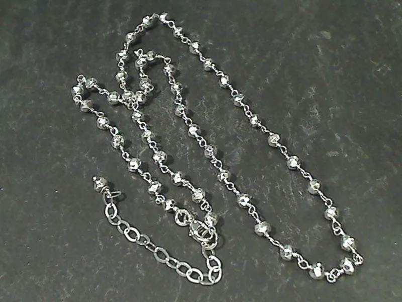 20" - 22" Coated Pyrite, Sterling Silver Necklace