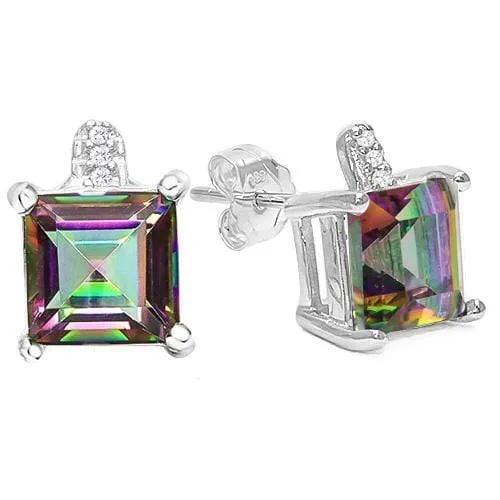 3 1/4 CARAT MYSTIC GEMSTONE   925 STERLING SILVER EARRINGS