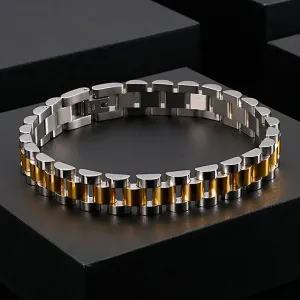 316L Surgical Stainless Steel 22K Gold Rhodium Bracelet For Men