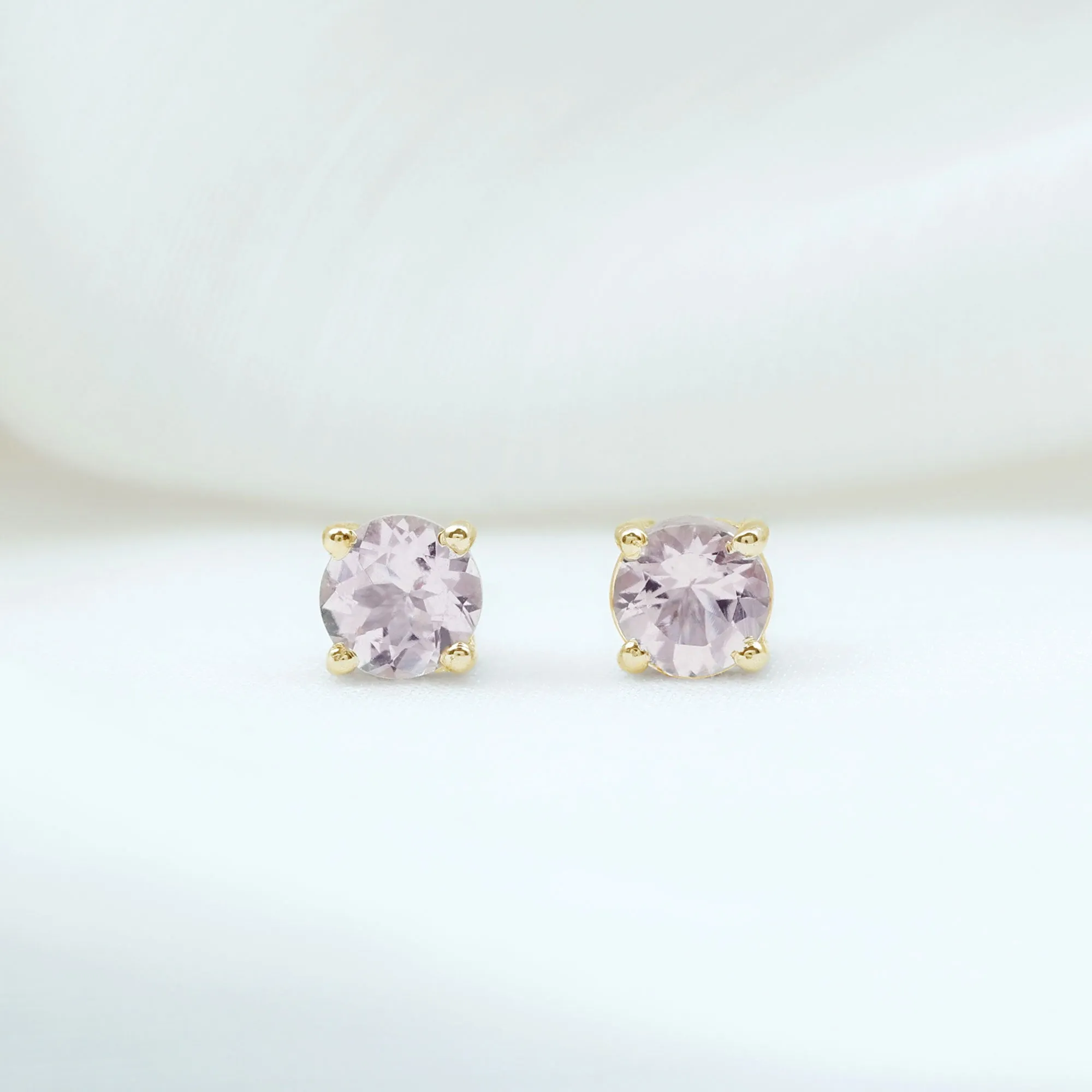 5 MM Morganite Solitaire Stud Earrings in 4 Prong Setting