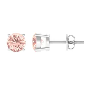 5 MM Morganite Solitaire Stud Earrings in 4 Prong Setting