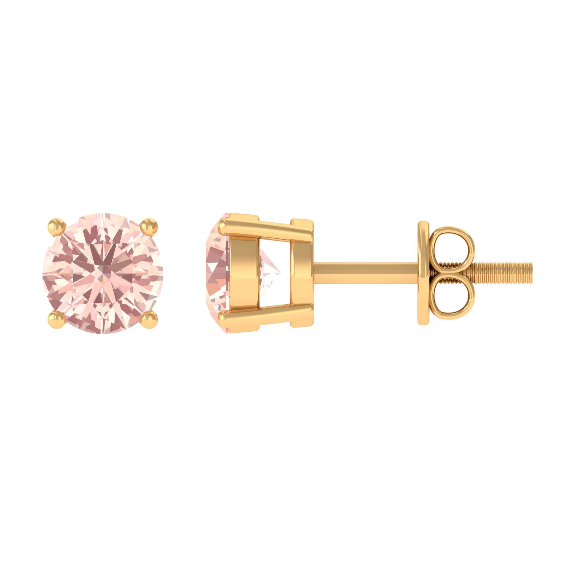 5 MM Morganite Solitaire Stud Earrings in 4 Prong Setting