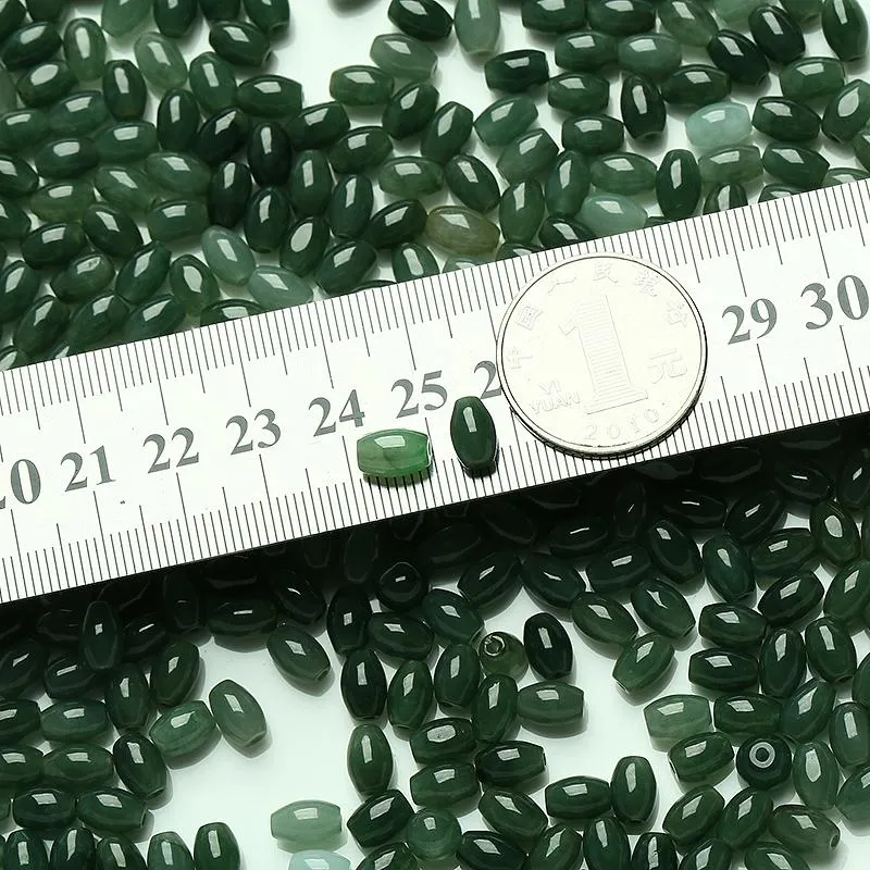 7mmX6mmX6mm Natural Jade Beads Jadeite Grey Green Bead WBD25