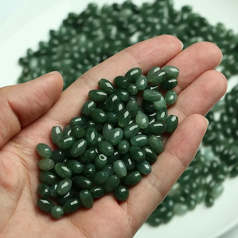 7mmX6mmX6mm Natural Jade Beads Jadeite Grey Green Bead WBD25