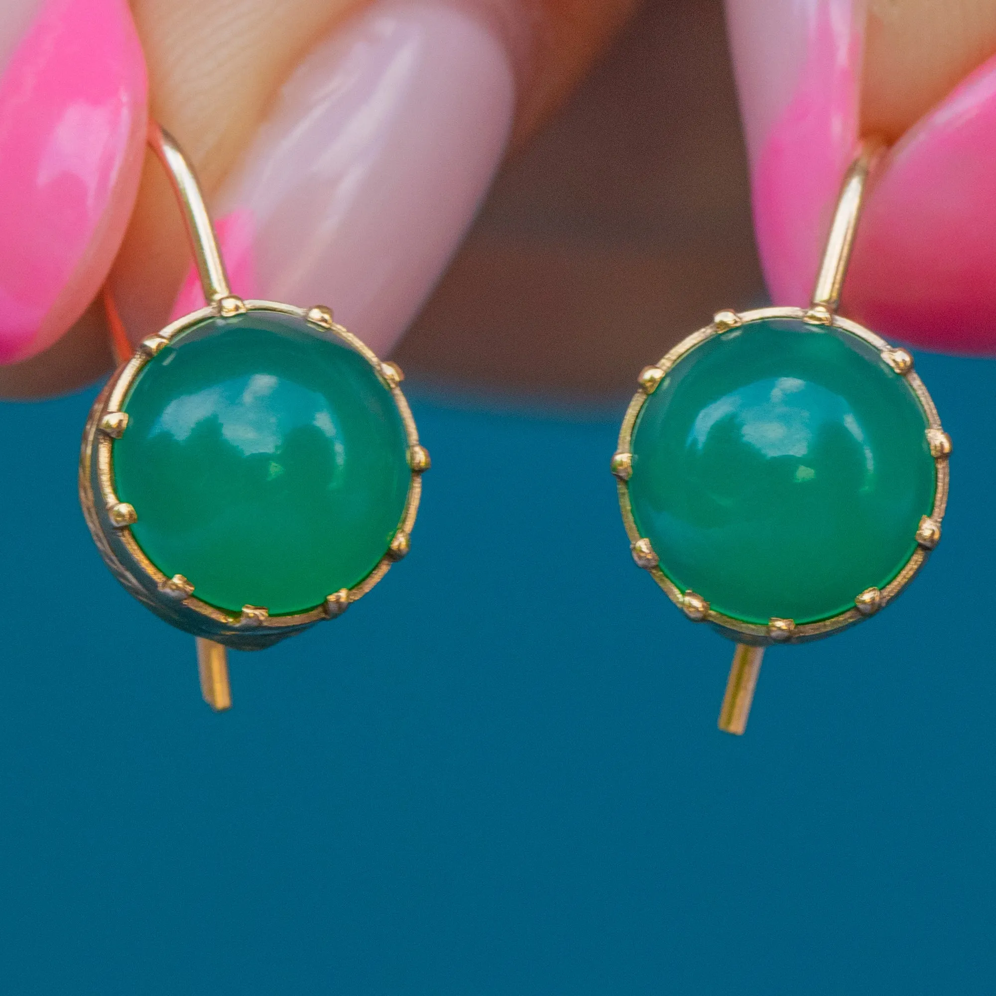 9ct Gold Chrysoprase Earrings