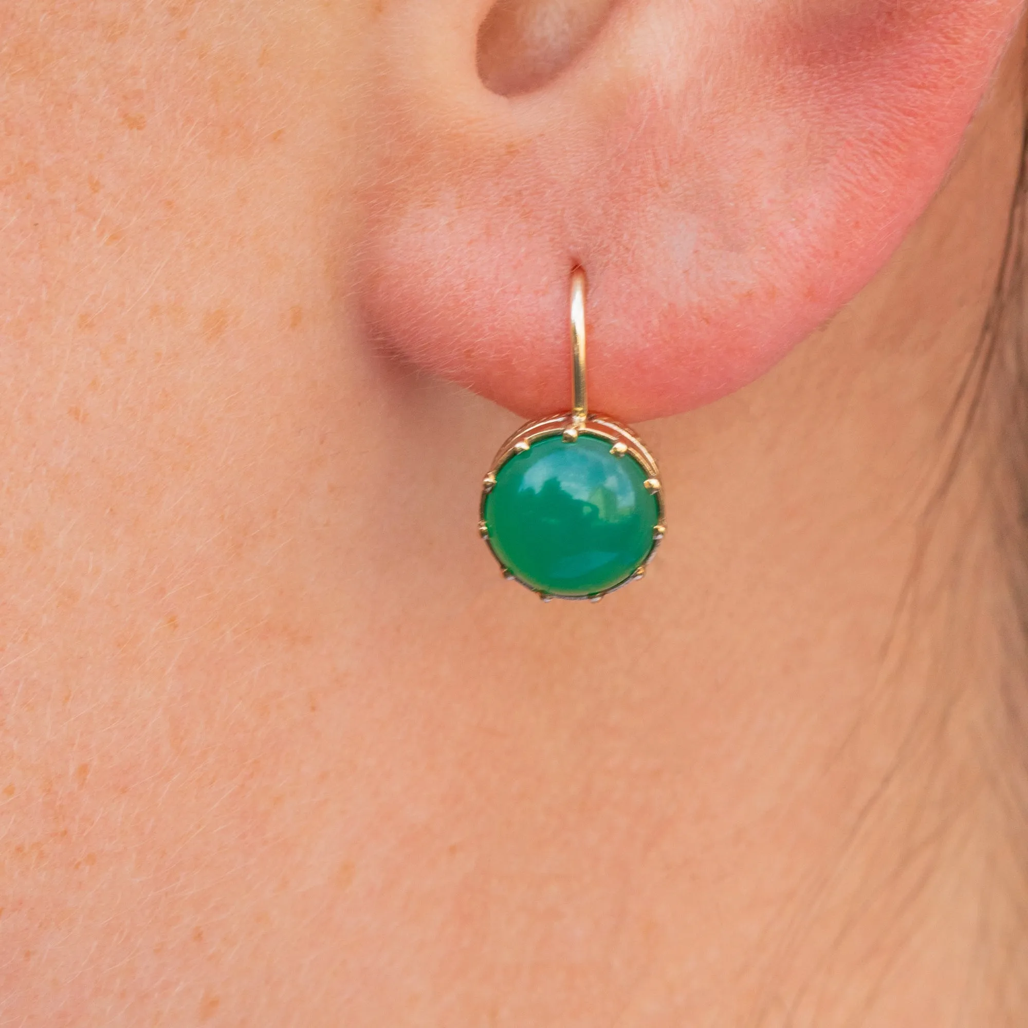 9ct Gold Chrysoprase Earrings