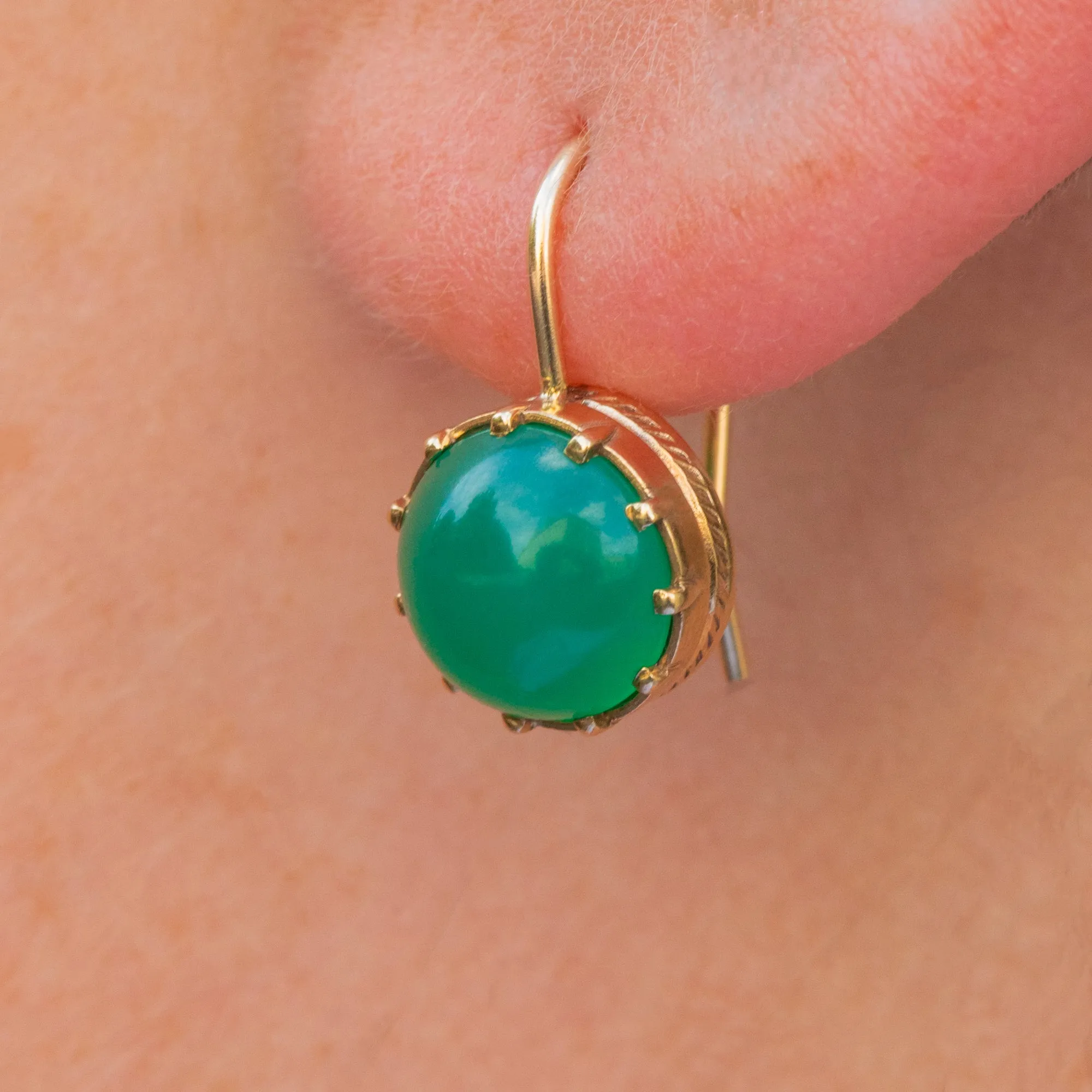 9ct Gold Chrysoprase Earrings