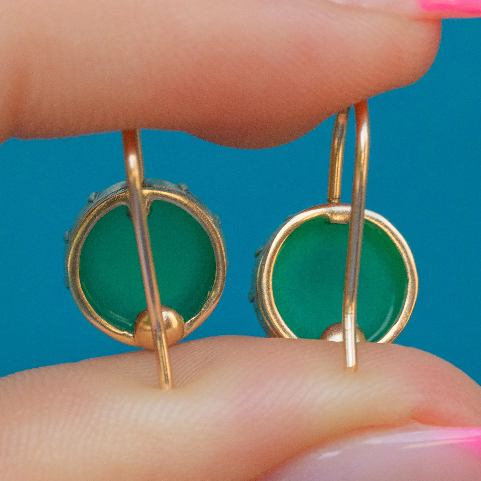 9ct Gold Chrysoprase Earrings