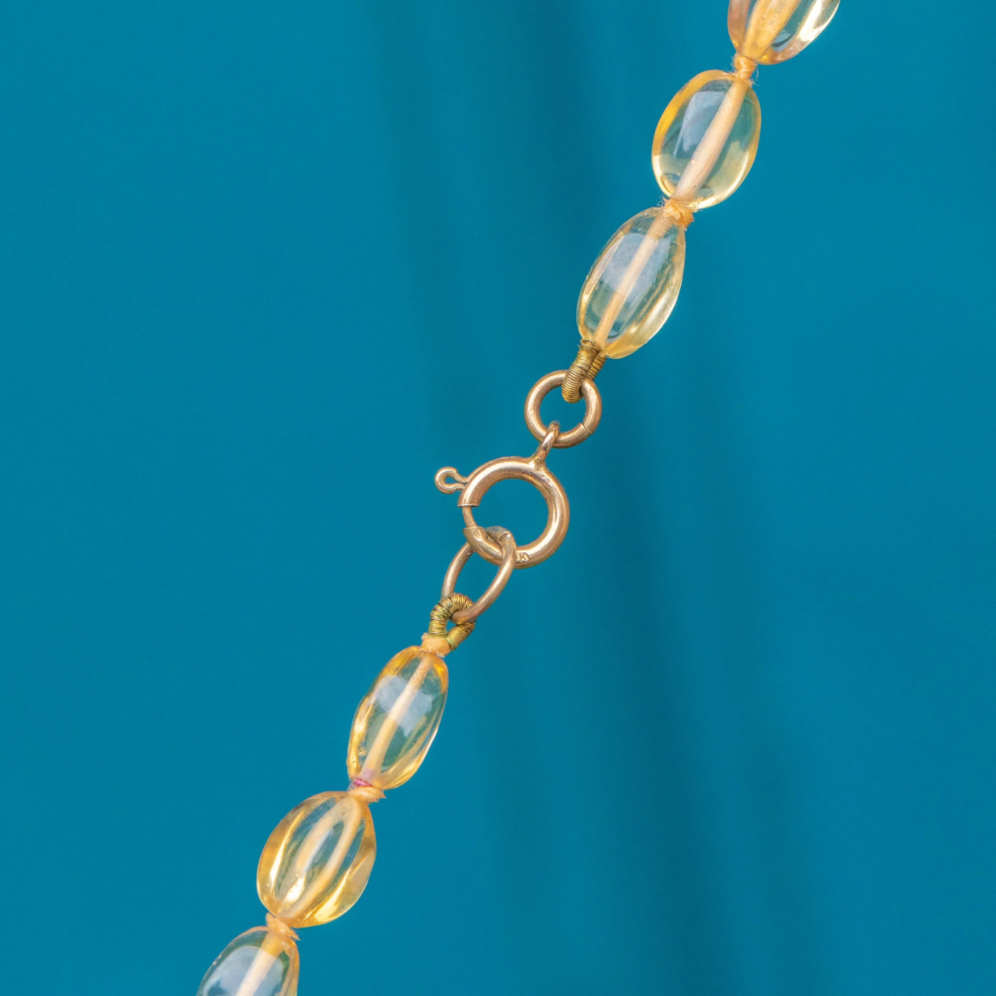 9ct Gold Citrine Beaded Necklace