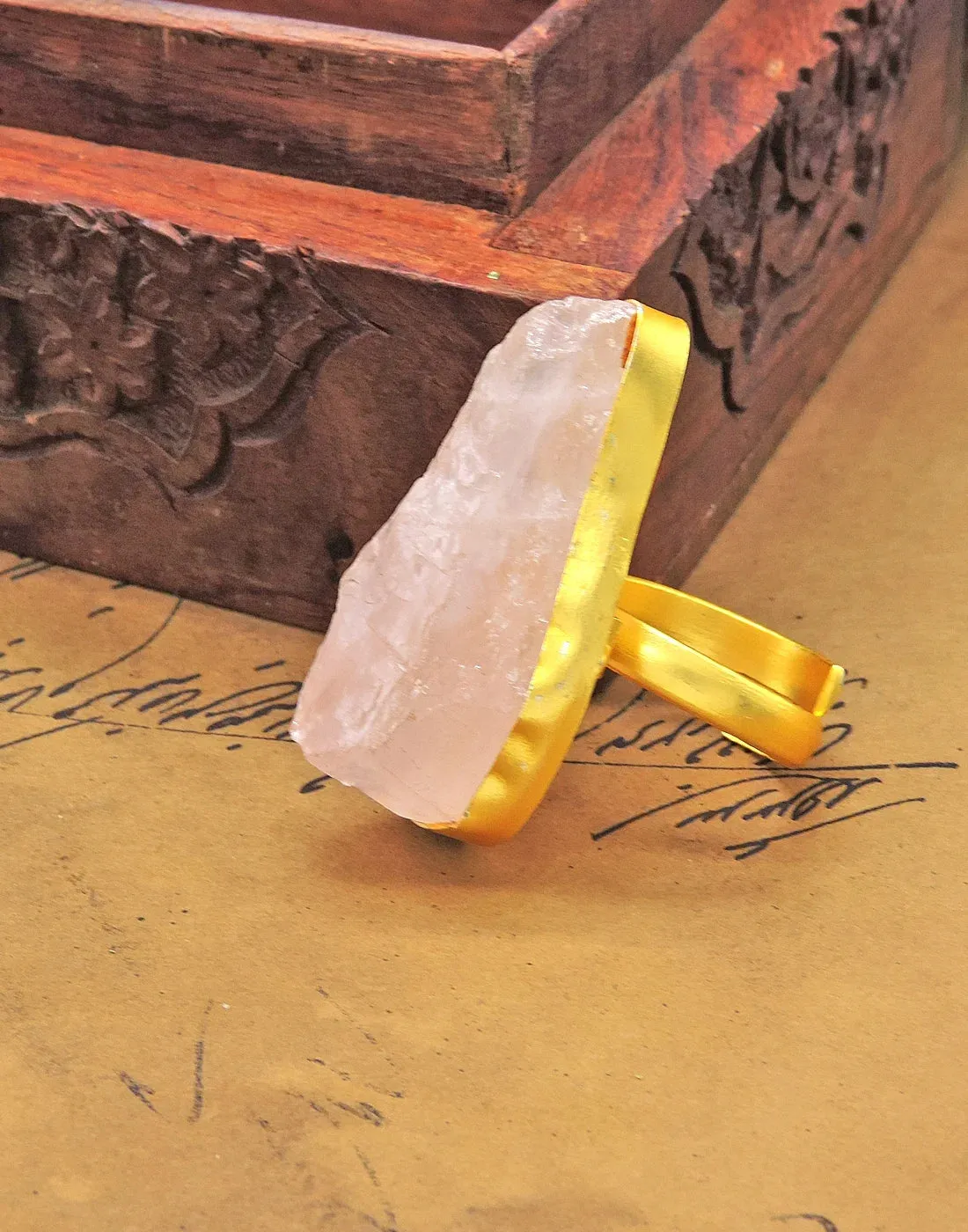 Abstract Rose Quartz Ring