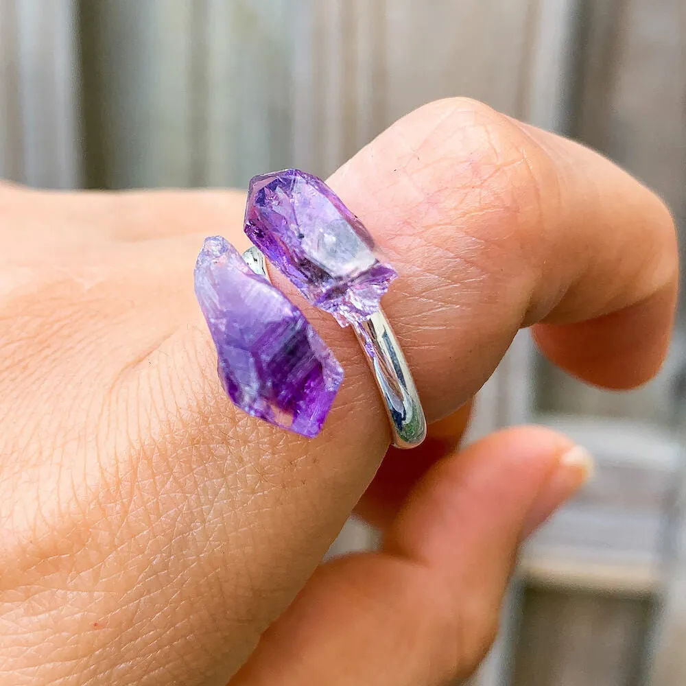 Adjustable Dual Crystal Ring