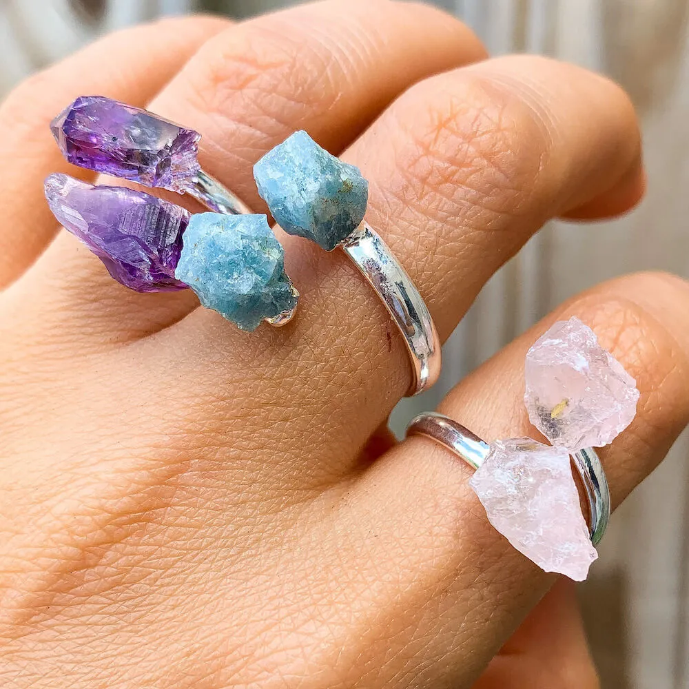 Adjustable Dual Crystal Ring