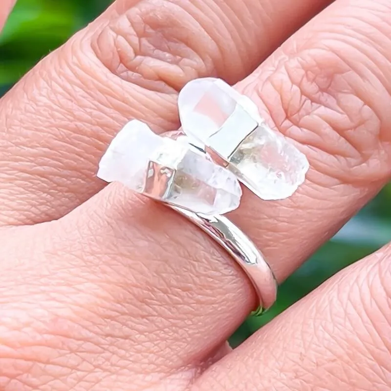 Adjustable Dual Crystal Ring