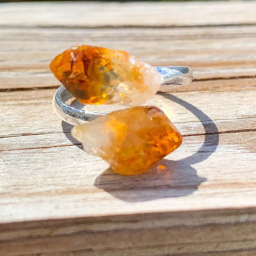 Adjustable Dual Crystal Ring