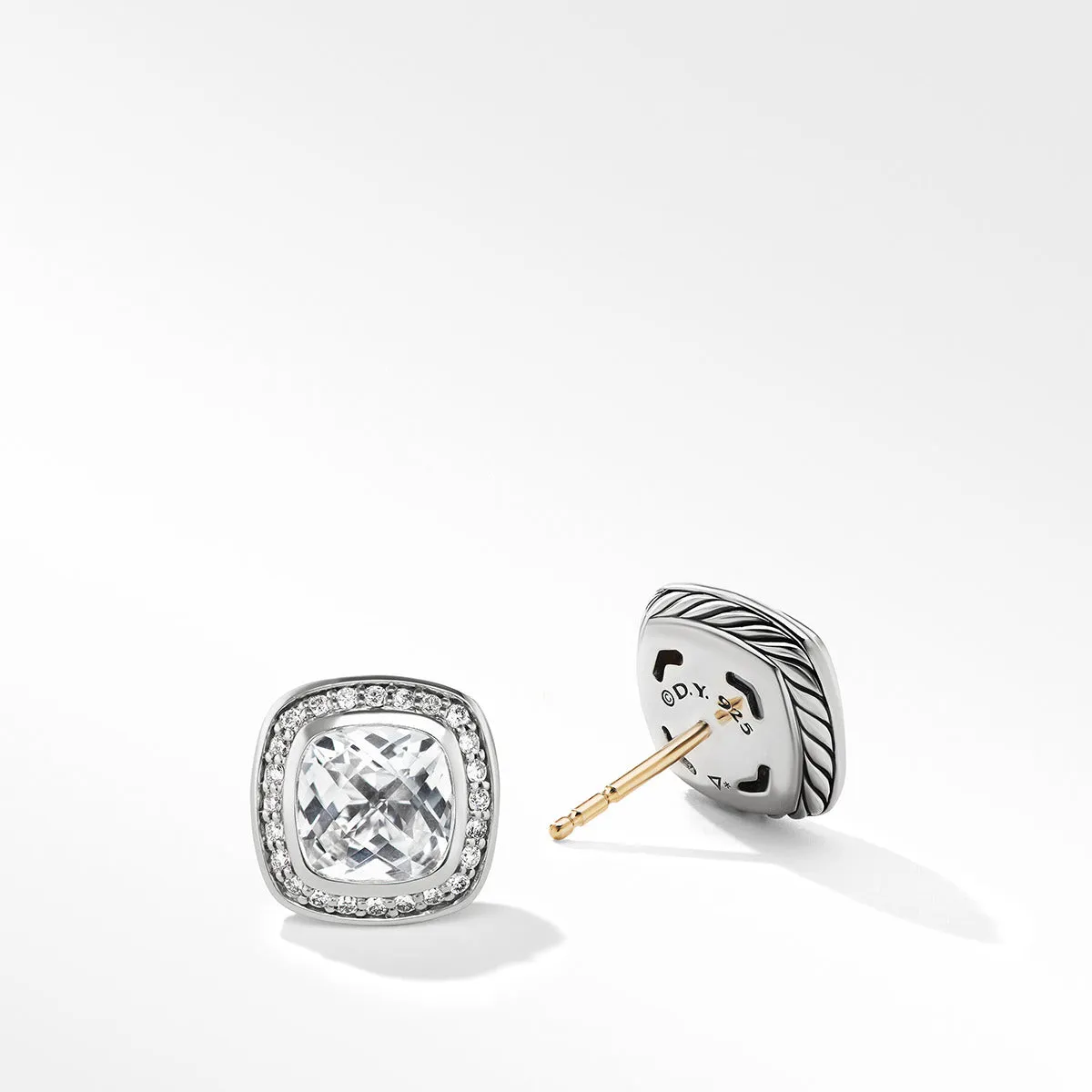 Albion Stud Earrings with White Topaz and Pave Diamonds