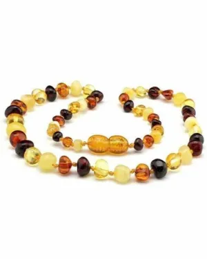 AMBER CENTRE - BABY AMBER TEETHING NECKLACE: ROUND MULTI POLISHED