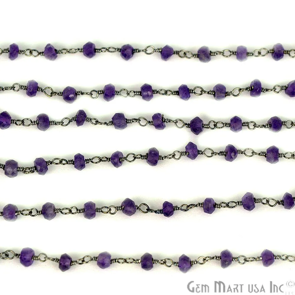 Amethyst Beads Oxidized Wire Wrapped Beads Rosary Chain