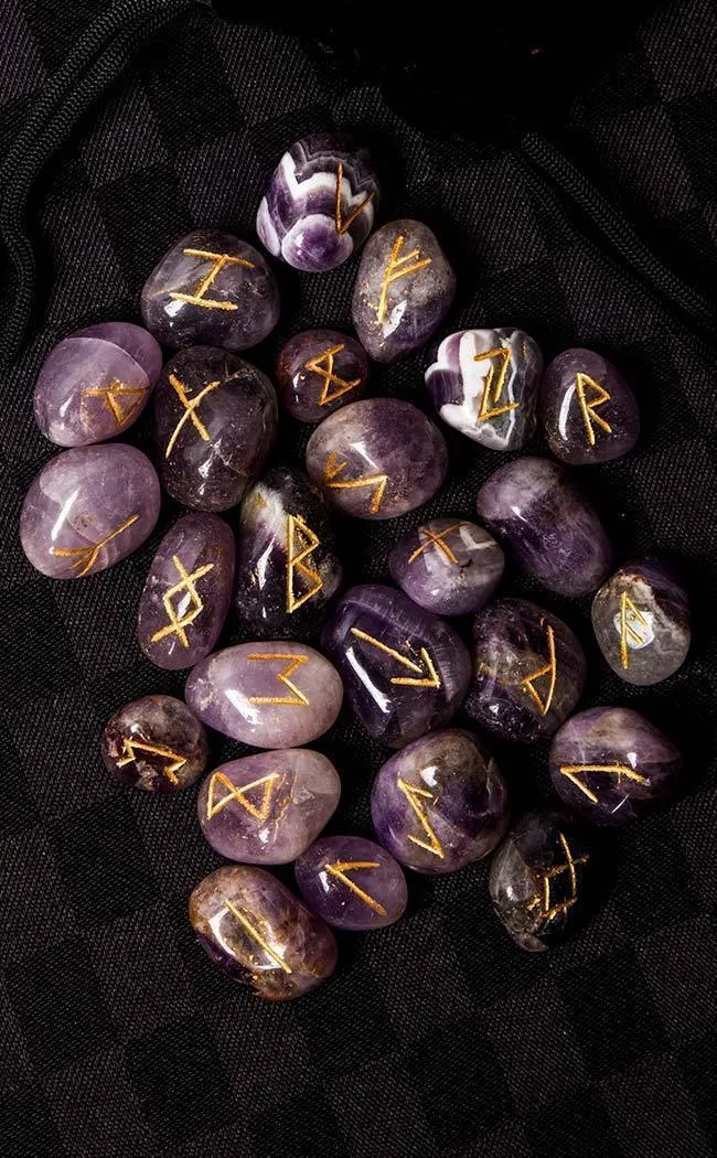 Amethyst Elder Futhark Viking Rune Set