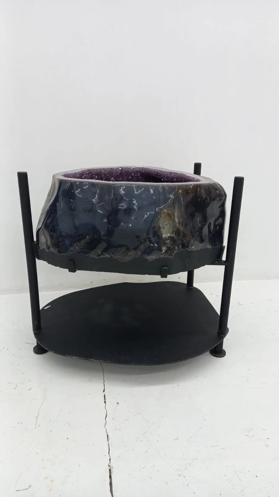 Amethyst Geode with Calcite Table from Brazil on Custom Stand- 33" / 498 lbs