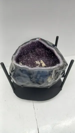 Amethyst Geode with Calcite Table from Brazil on Custom Stand- 33" / 498 lbs