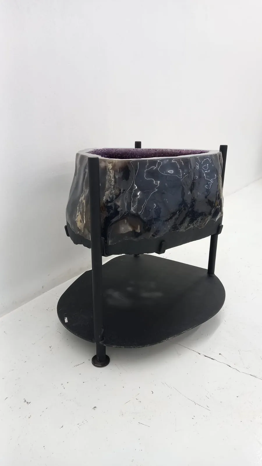 Amethyst Geode with Calcite Table from Brazil on Custom Stand- 33" / 498 lbs