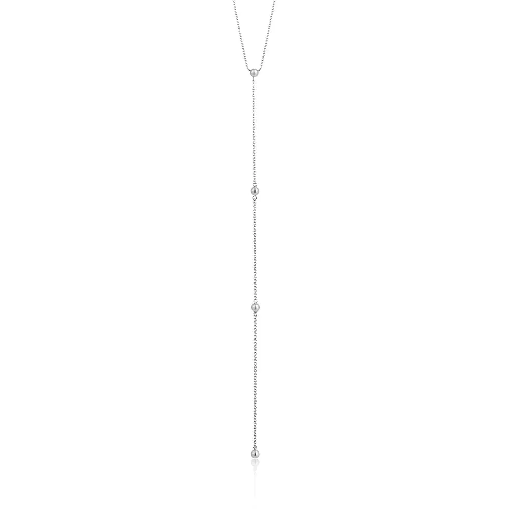 Ania Haie Modern Beaded Y Necklace - Silver